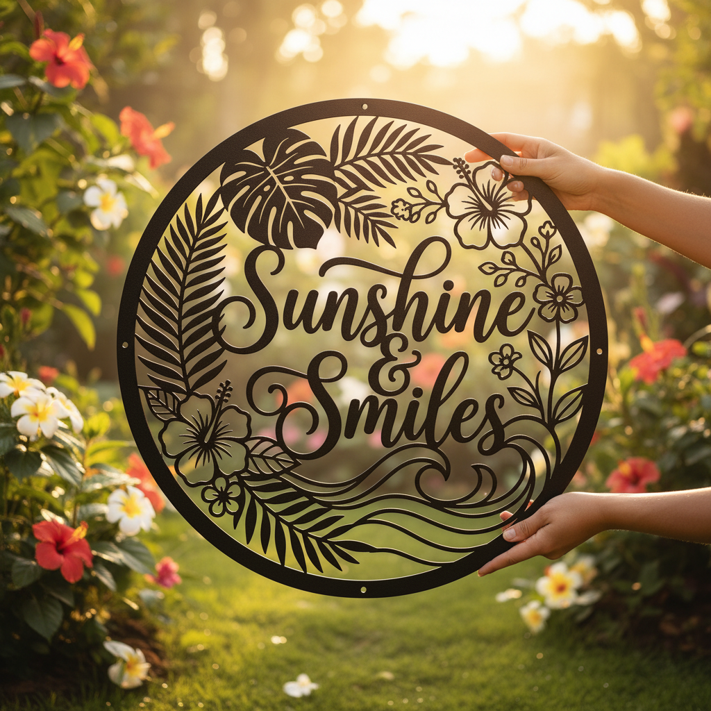 Personalisiertes Sunshine and Smiles Sommer Metallschild – Bild 4