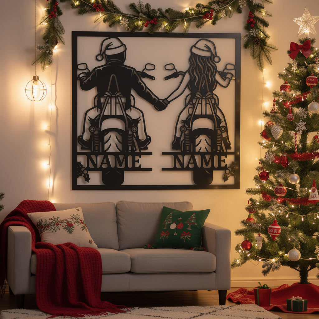 Personalisiertes Weihnachts-Biker Metallschild – Bild 5