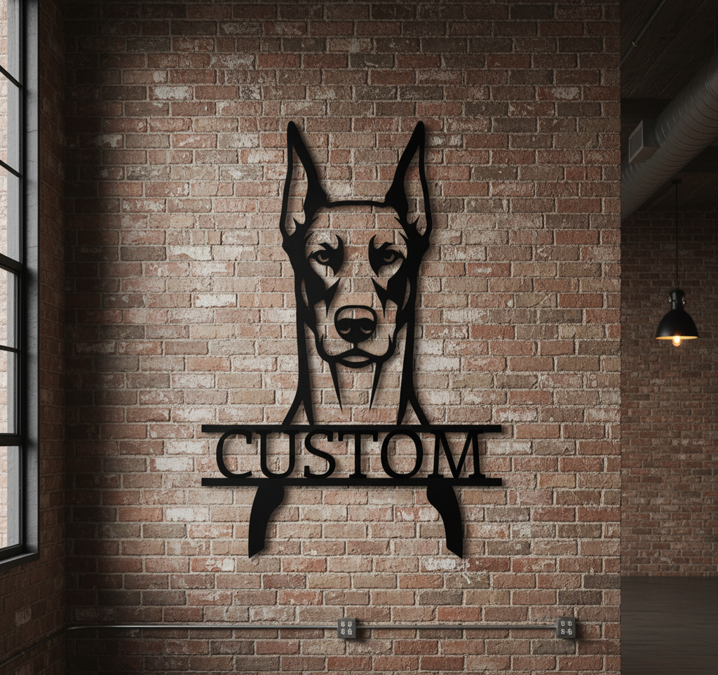 Personalisiertes Dobermann Kopf Metallschild – Bild 8