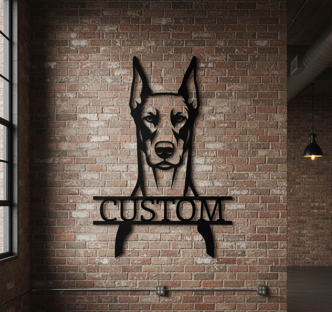 Personalisiertes Dobermann Kopf Metallschild – Bild 8