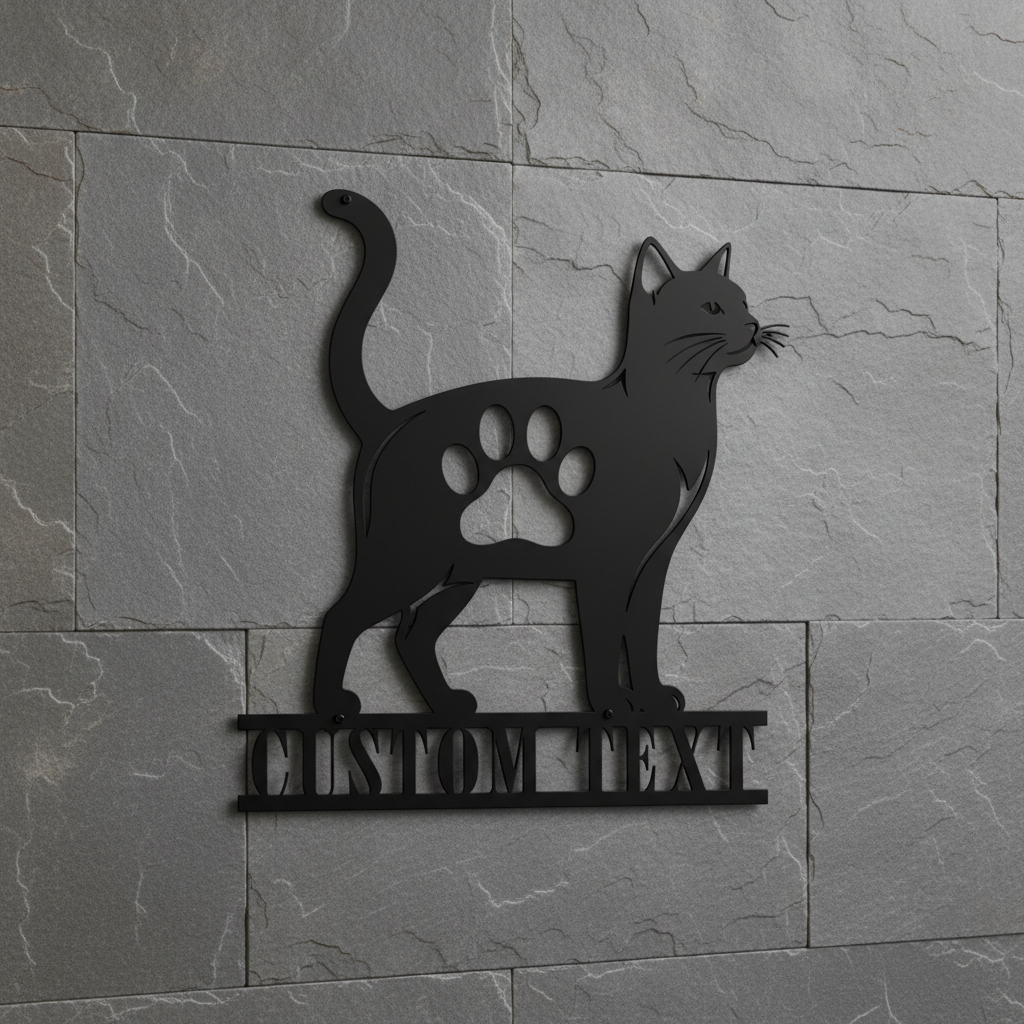 Personalisiertes Katzen Pfotenabdruck Metallschild – Bild 9