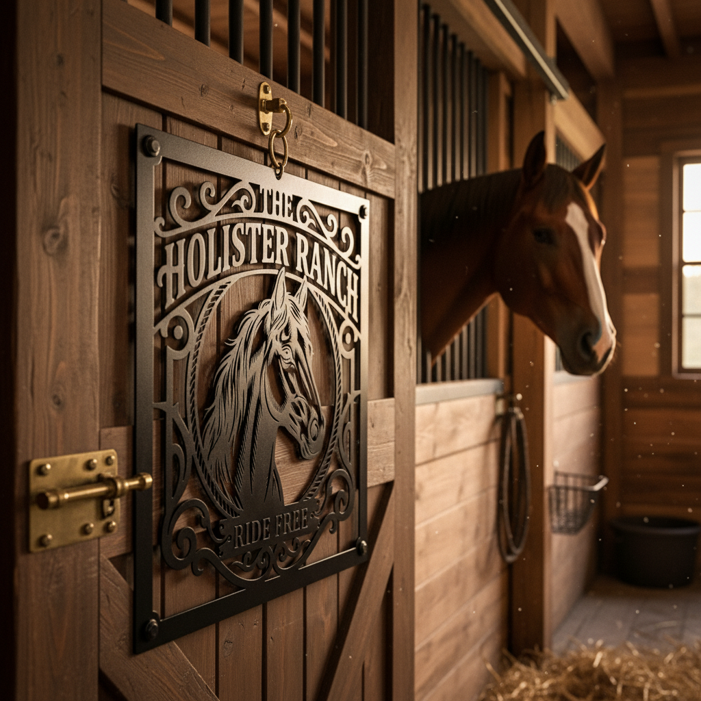 Personalisiertes Ranch Schild quadratisch mit Pferdekopf – Bild 8