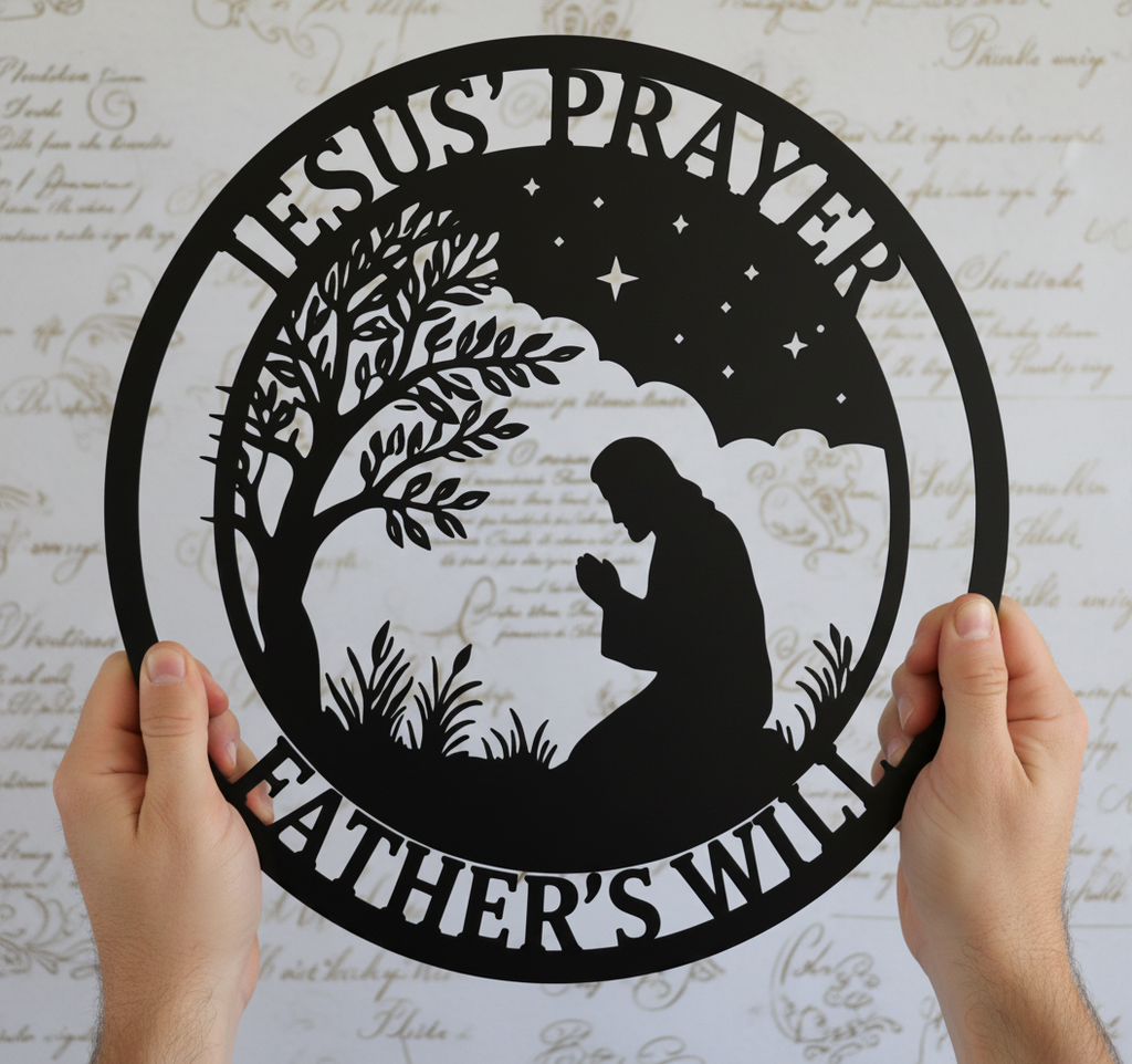 Betender Jesus in Gethsemane unter dem Baum Metallschild rund – Bild 7