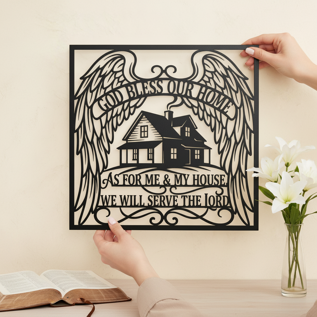 Personalisiertes God Bless Serve the Lord Familienschild – Bild 4