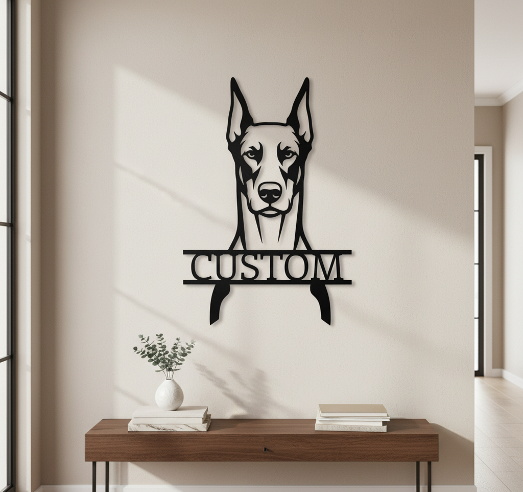 Personalisiertes Dobermann Kopf Metallschild – Bild 5