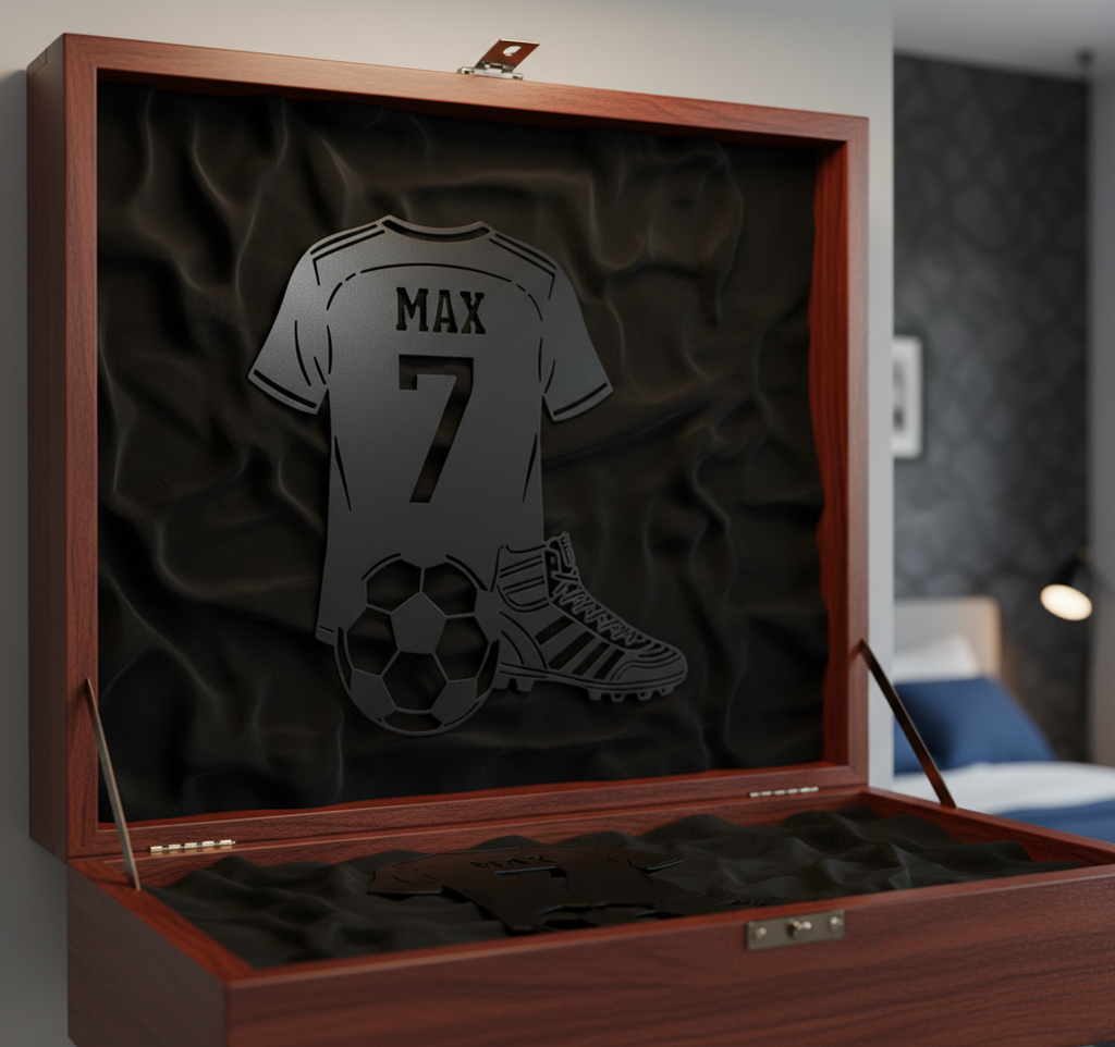Personalisiertes Fußballtrikot Metallschild mit Name und Nummer aus Stahl – Bild 7