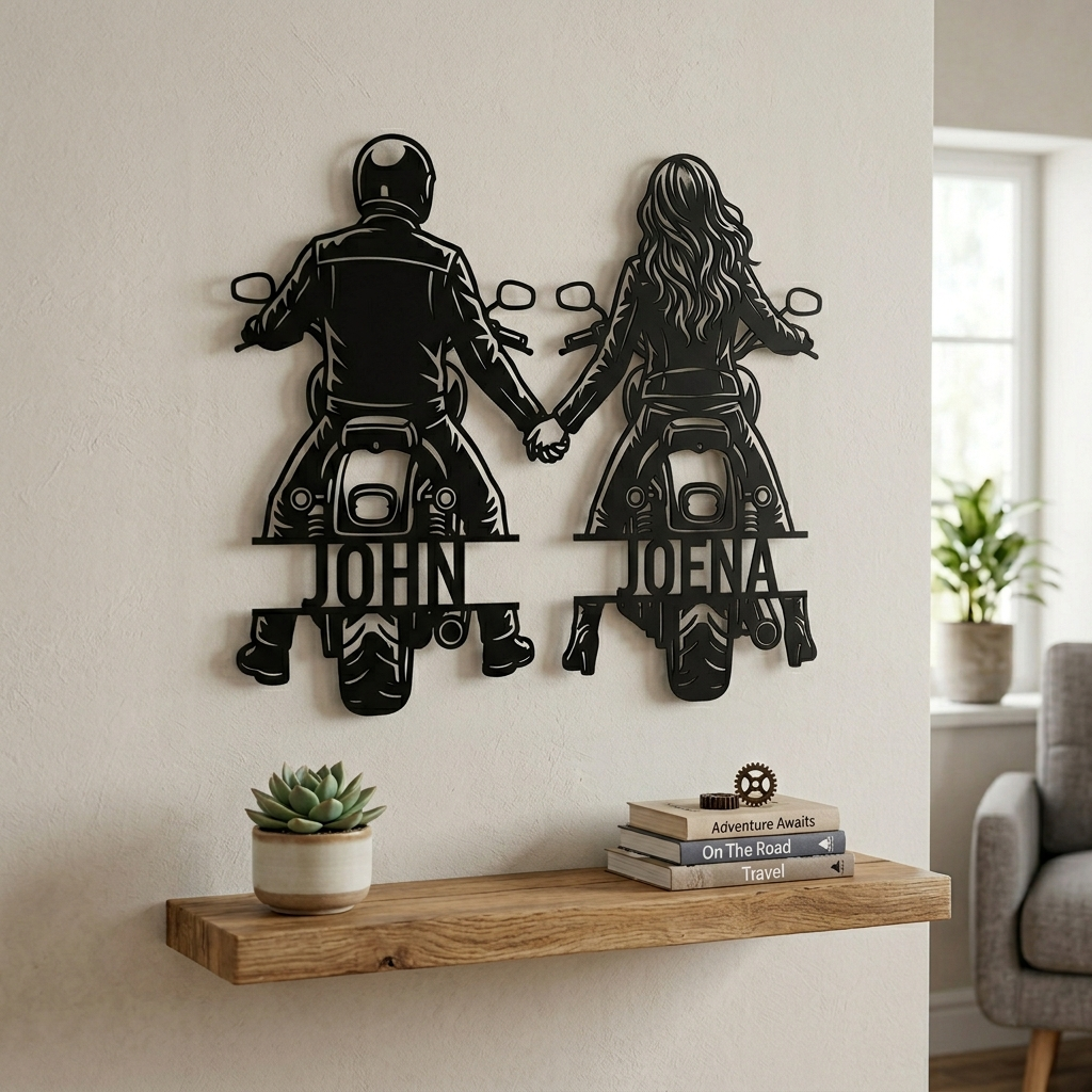 Personalisiertes Motorrad-Paar Metallschild