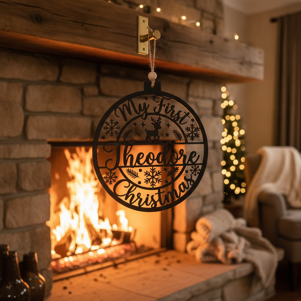 Personalisiertes Mein erstes Weihnachten Baby-Rentier Metallschild – Bild 5