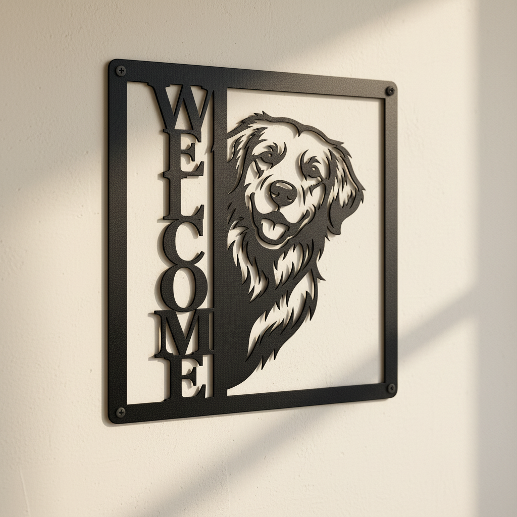 Golden Retriever Willkommen Metallschild