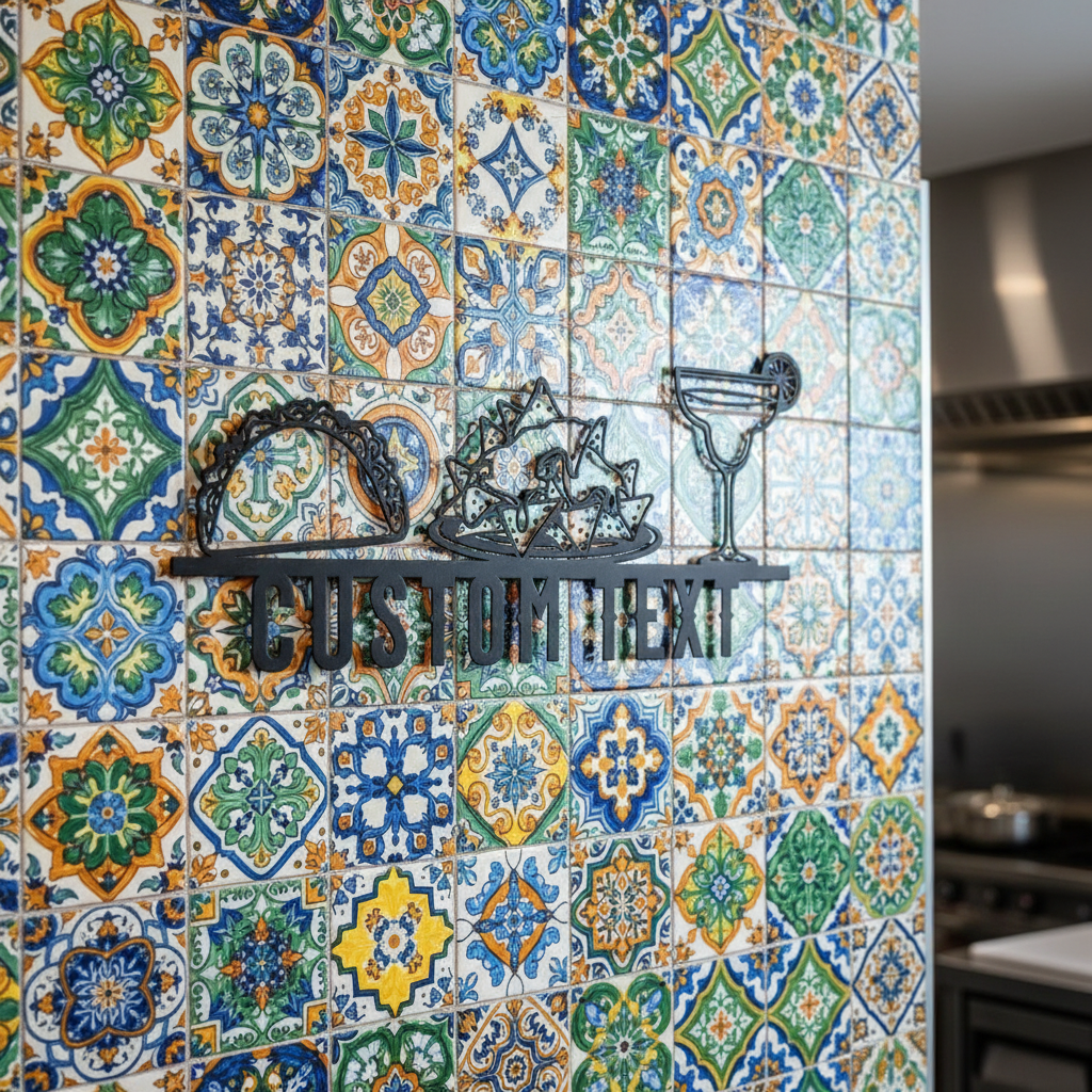 Personalisiertes mexikanisches Restaurant Schild mit Tacos, Nachos und Margarita – Bild 8