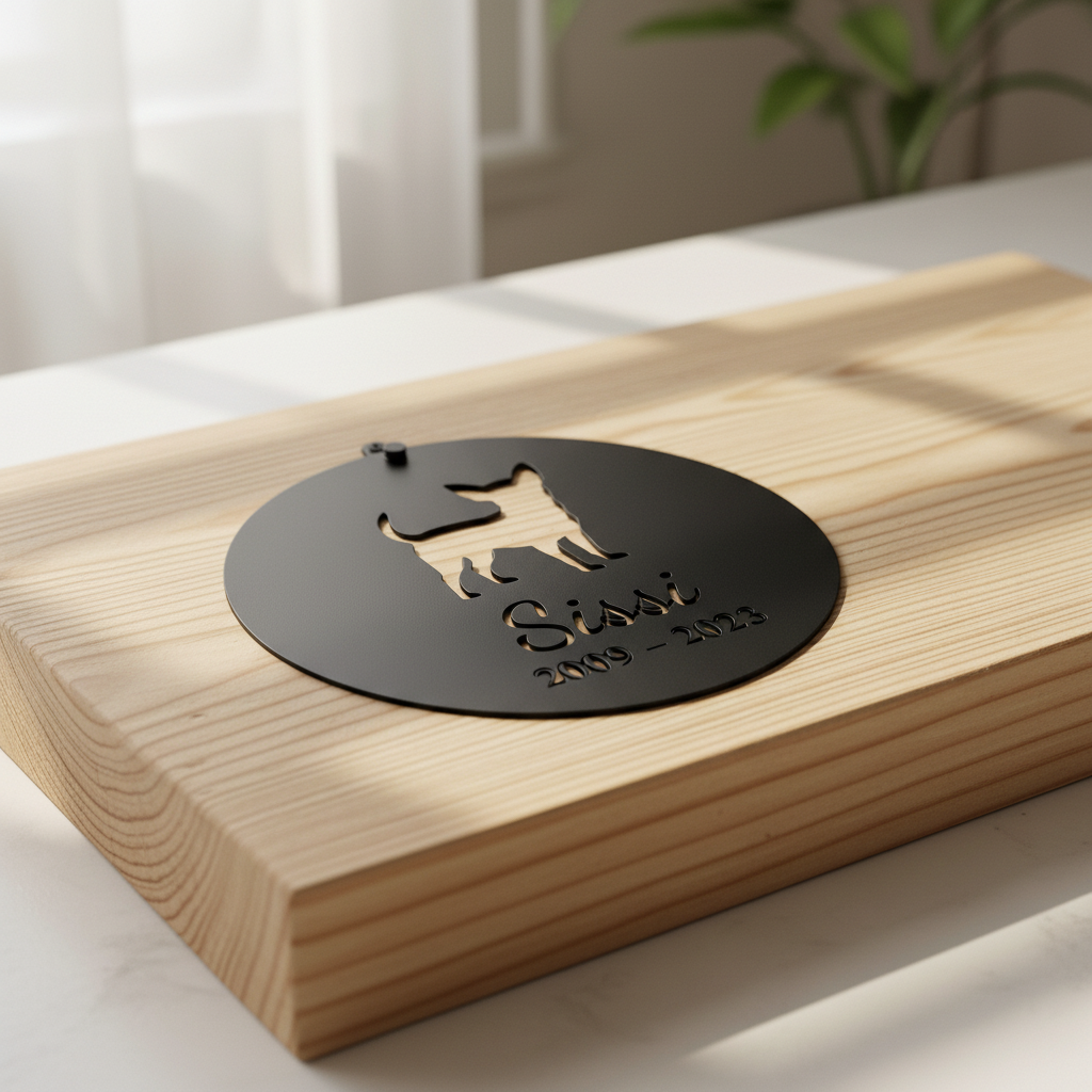 Personalisiertes Chihuahua Gedenkschild rund Metall – Bild 5