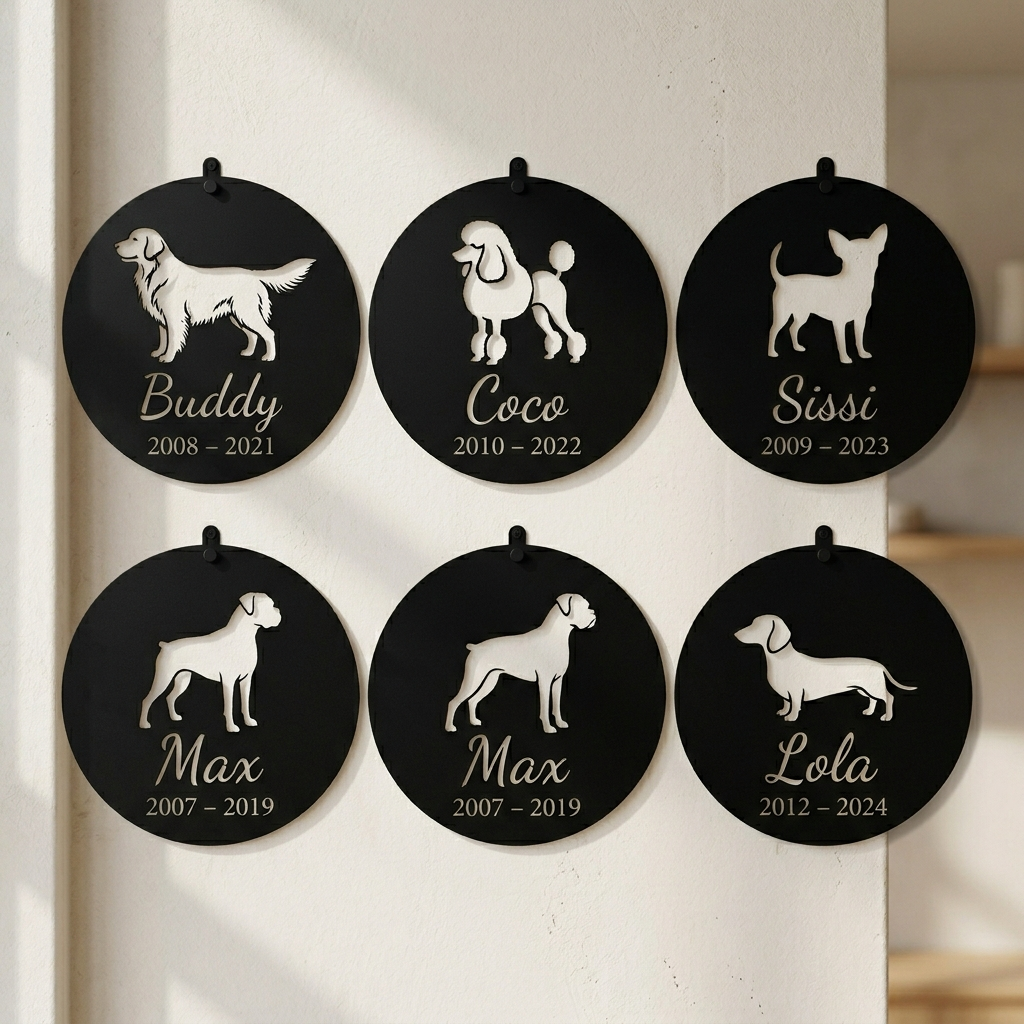 Personalisiertes Chihuahua Gedenkschild rund Metall – Bild 1