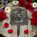 Dad motorcycle memorial garden stake in black steel for a biker father