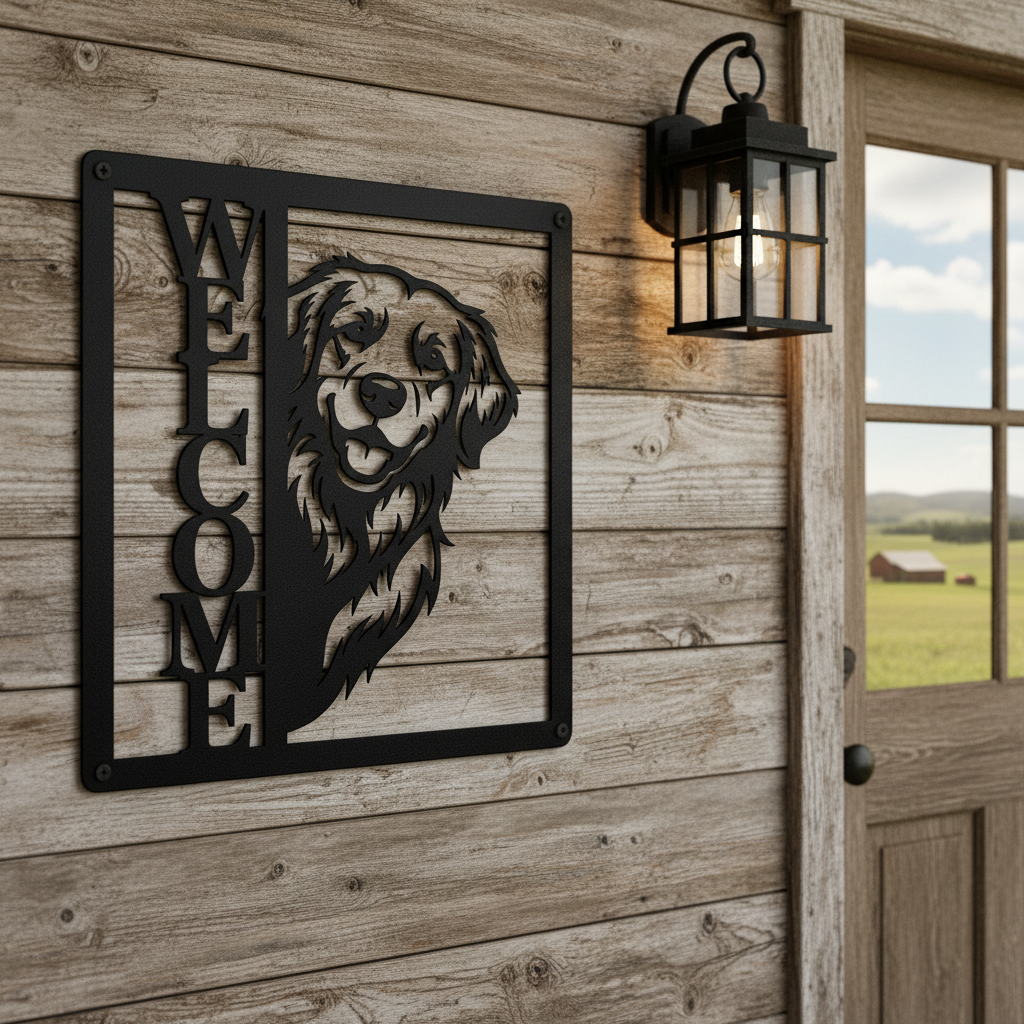 Golden Retriever Willkommen Metallschild