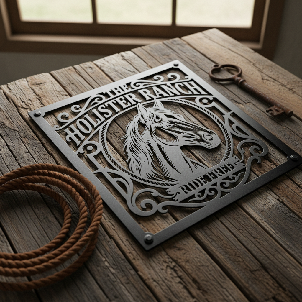 Personalisiertes Ranch Schild quadratisch mit Pferdekopf – Bild 2