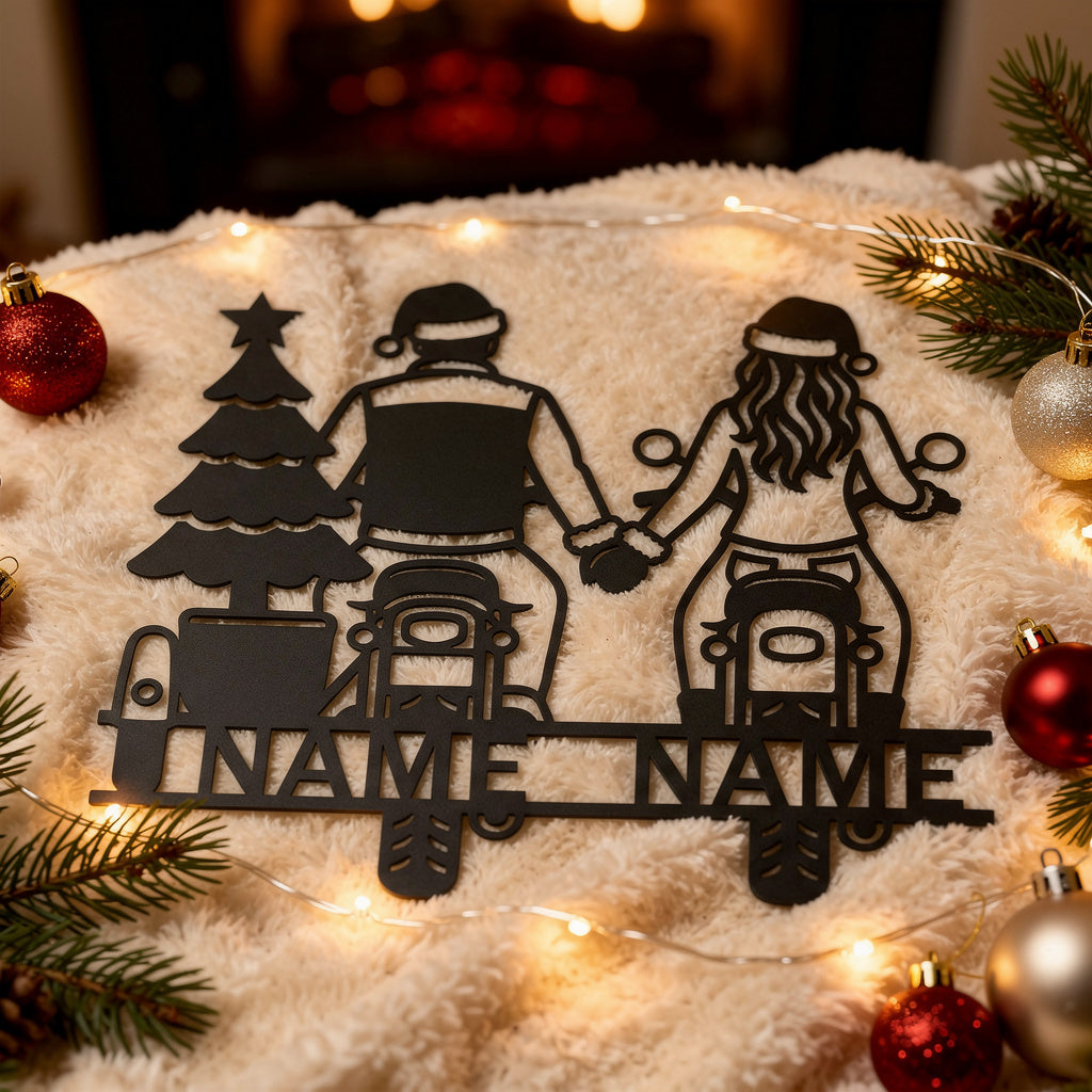 Personalisiertes Weihnachts-Biker-Paar Metallschild – Bild 9