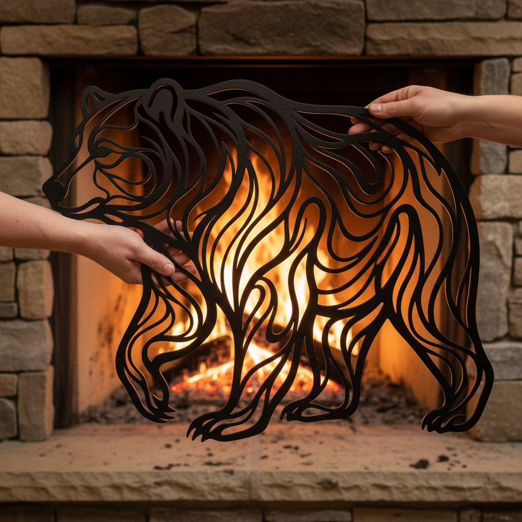 Personalisiertes Grizzlybär Metallschild als Silhouette mit Namen aus schwarzem Stahl – Bild 6