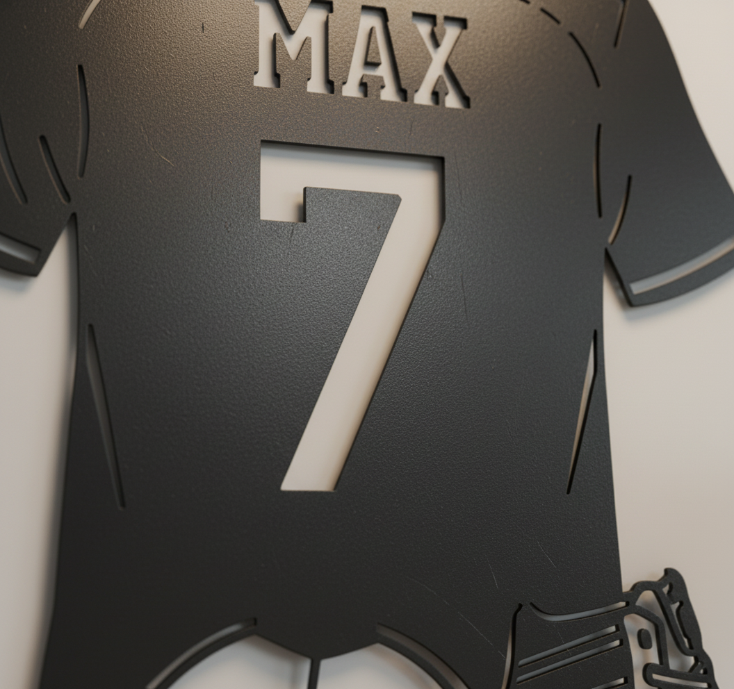 Fußballtrikot Metallschild mit Namen