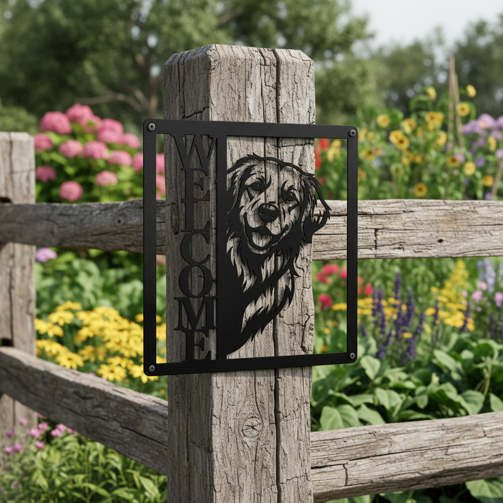 Golden Retriever Willkommen Metallschild