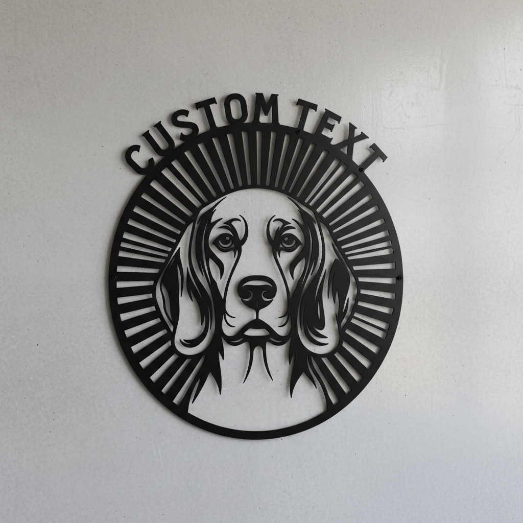 Personalisiertes Beagle Porträt Metallschild rund – Bild 3