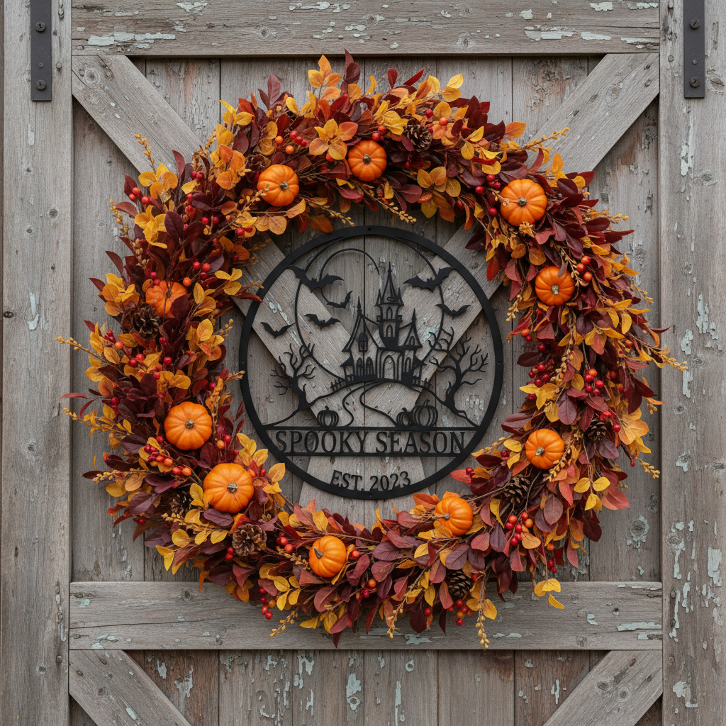 Personalisiertes Spukhaus Halloween Metallschild – Bild 4