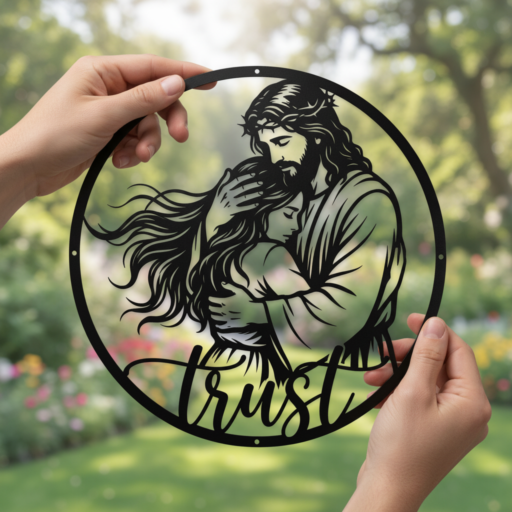 Personalisiertes rundes Jesus Metallschild – Bild 2