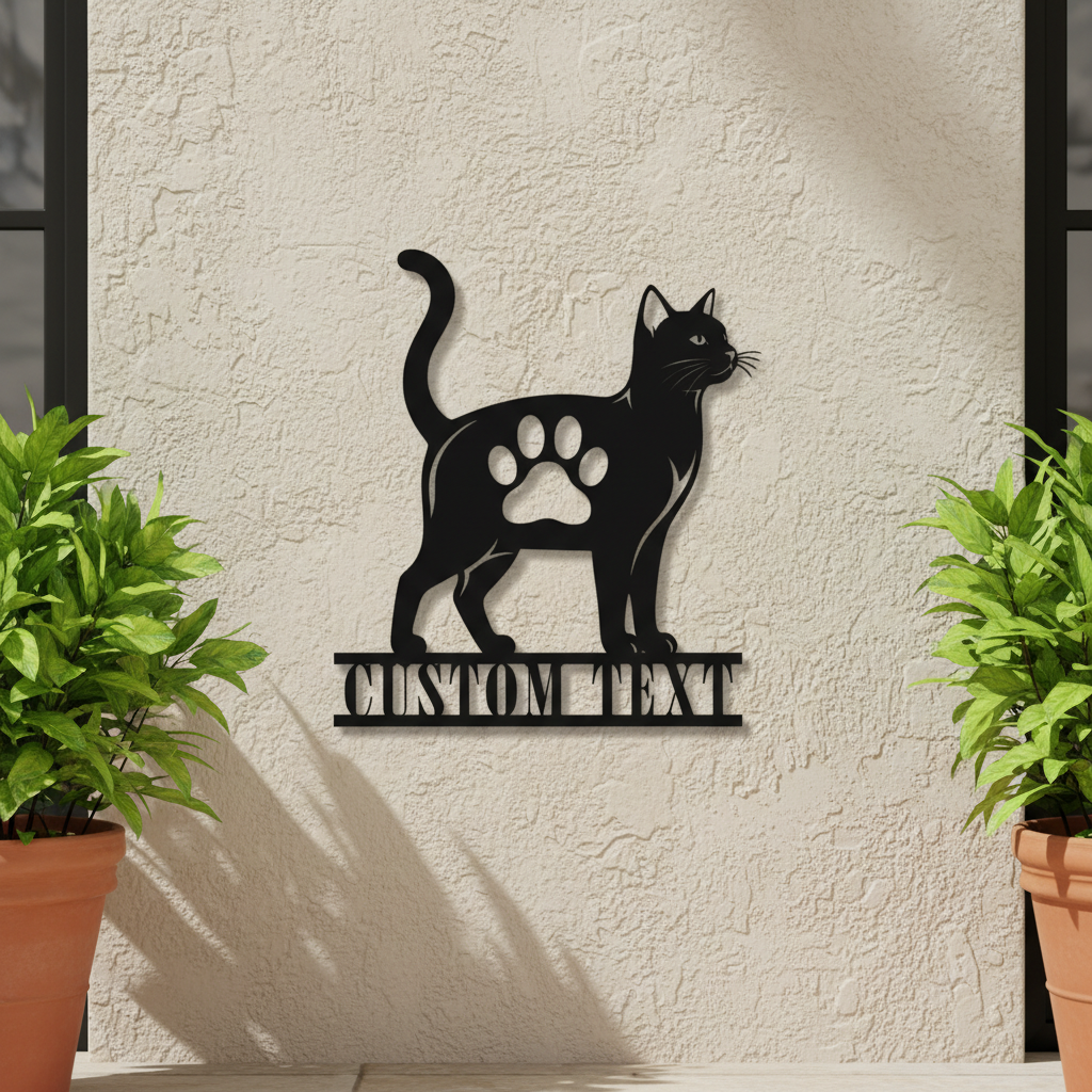 Personalisiertes Katzen Pfotenabdruck Metallschild – Bild 7