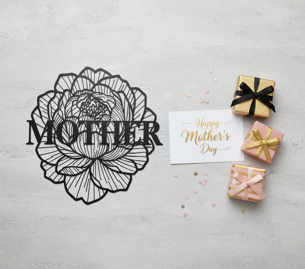 Personalisiertes Mama Metallschild mit Blumen und Namen aus schwarzem Stahl – Bild 9
