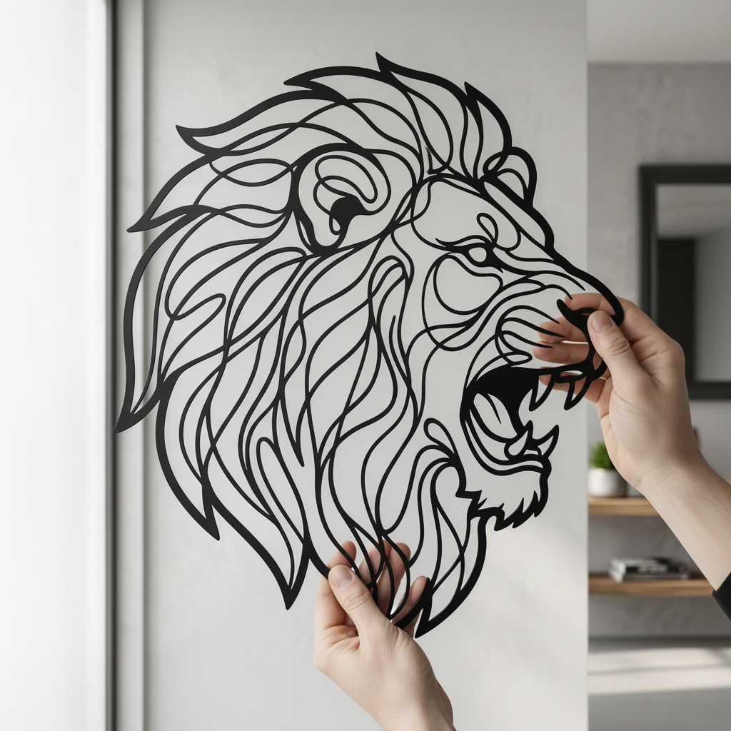 Personalized roaring lion head metal sign with name in black steel – image 8