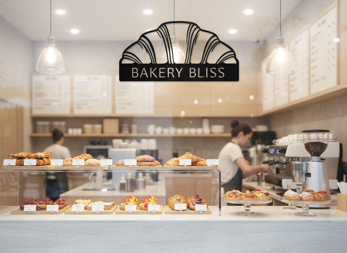 Personalisiertes Croissant Bäckerei Café Metallschild – Bild 2