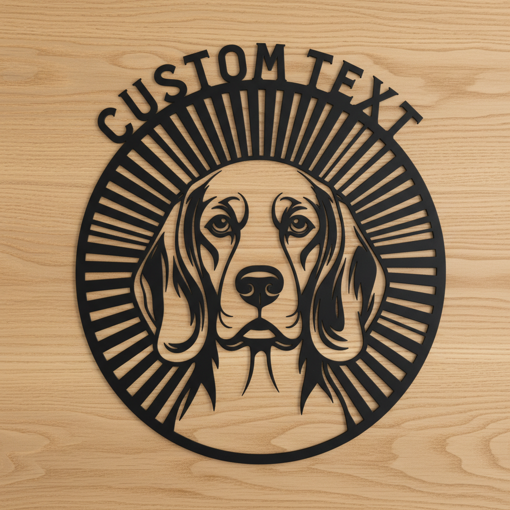 Personalisiertes Beagle Porträt Metallschild rund – Bild 4