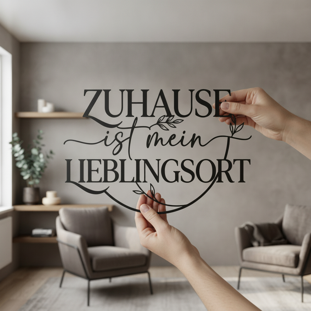 Metallschild mit Spruch Zuhause ist mein Lieblingsort aus schwarzem Stahl – Bild 10