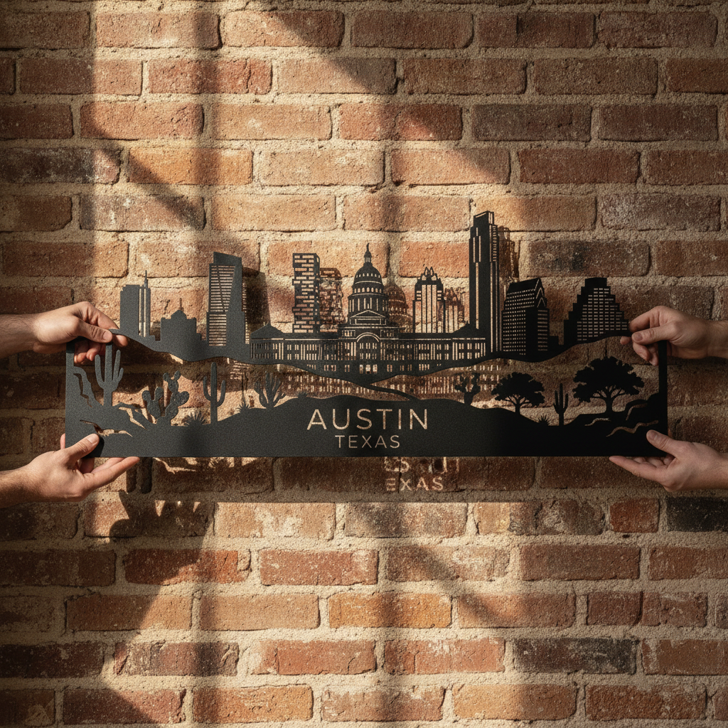 Austin Texas Skyline Metall Wanddeko – Bild 5