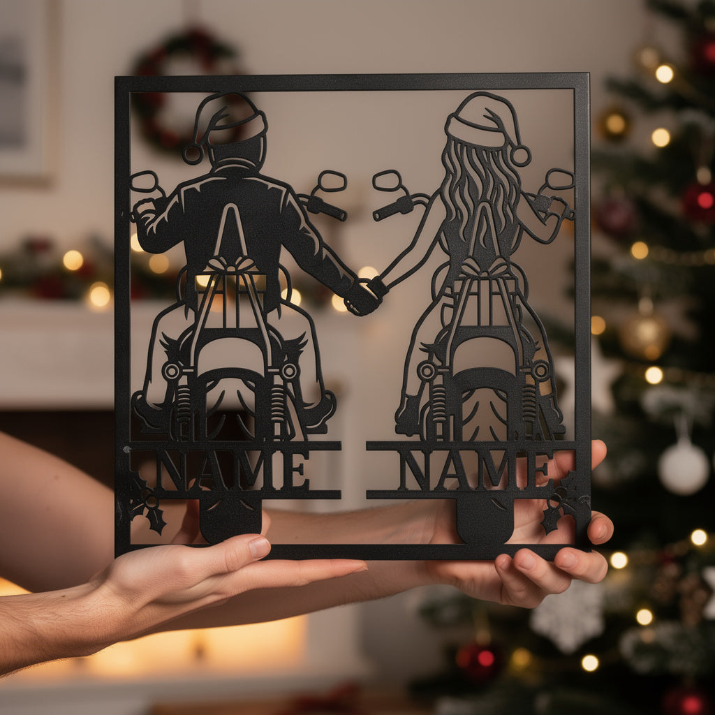 Personalisiertes Weihnachts-Biker Metallschild – Bild 3