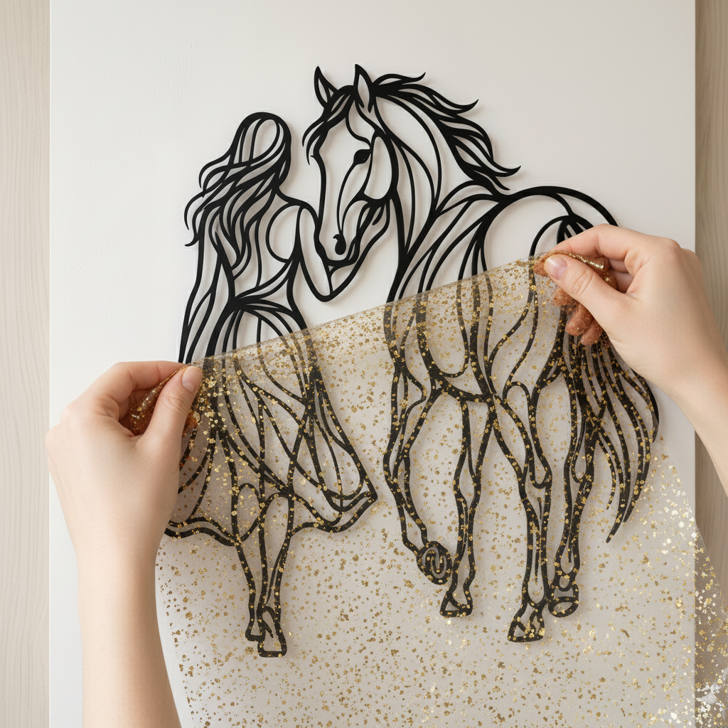 Frau mit Pferd als elegante Silhouette, Wanddeko aus schwarzem Stahl – Bild 9