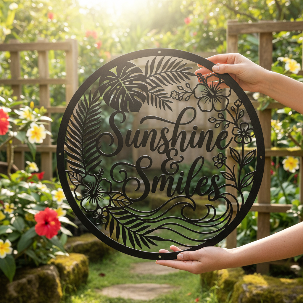 Personalisiertes Sunshine and Smiles Sommer Metallschild – Bild 3