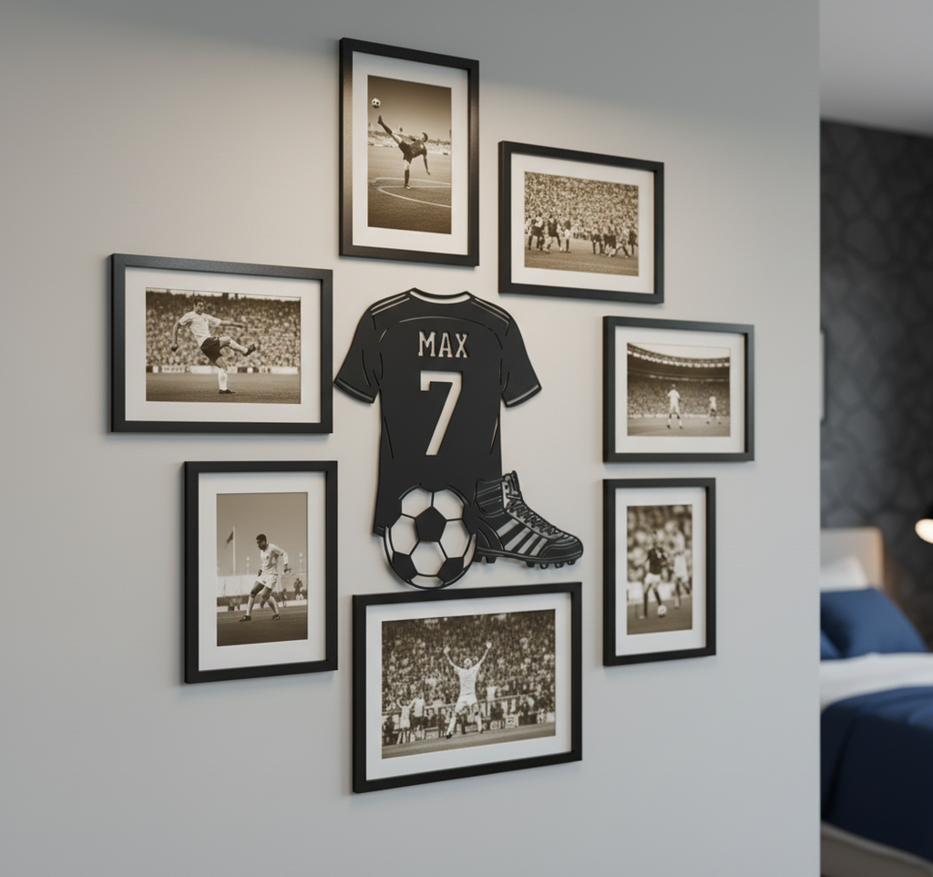Personalisiertes Fußballtrikot Metallschild mit Name und Nummer aus Stahl – Bild 4