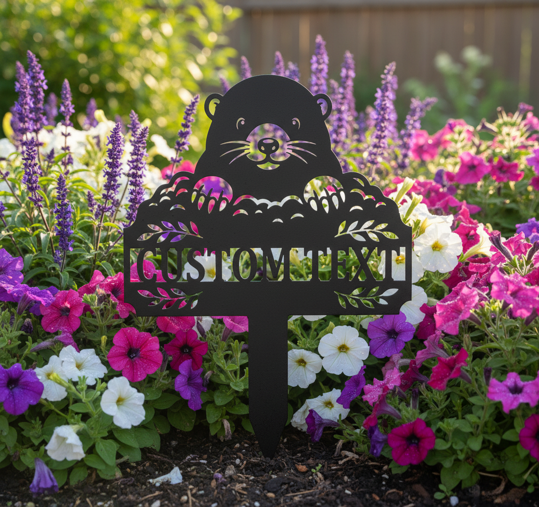 Personalisierter Maulwurf Gartenstecker mit Maulwurfshügel – Bild 1