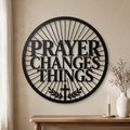 Personalisiertes Gebet Metallschild Prayer Changes Things aus schwarzem Stahl