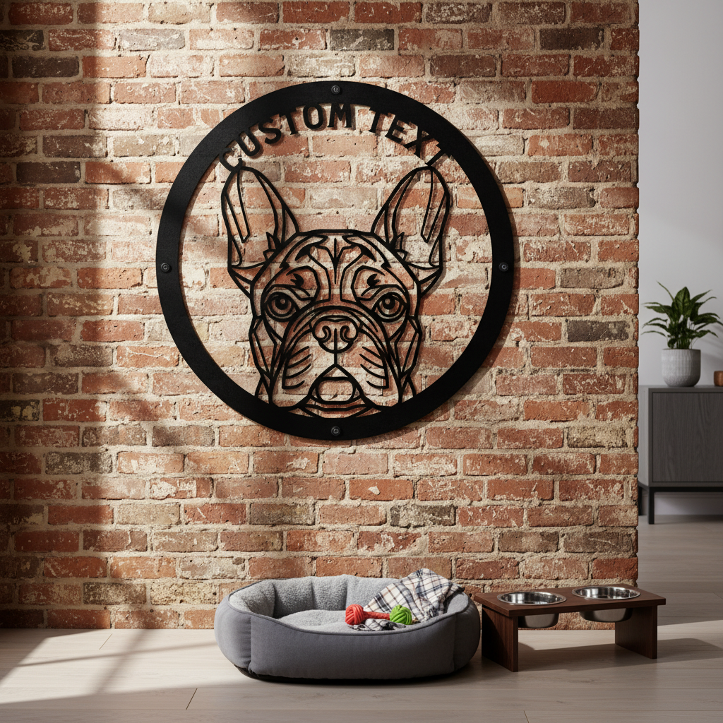 Französische Bulldogge Frenchie Love Metallschild rund – Bild 5
