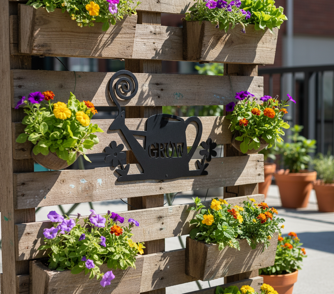 Gießkanne mit Blumen Grow Metallschild – Bild 4