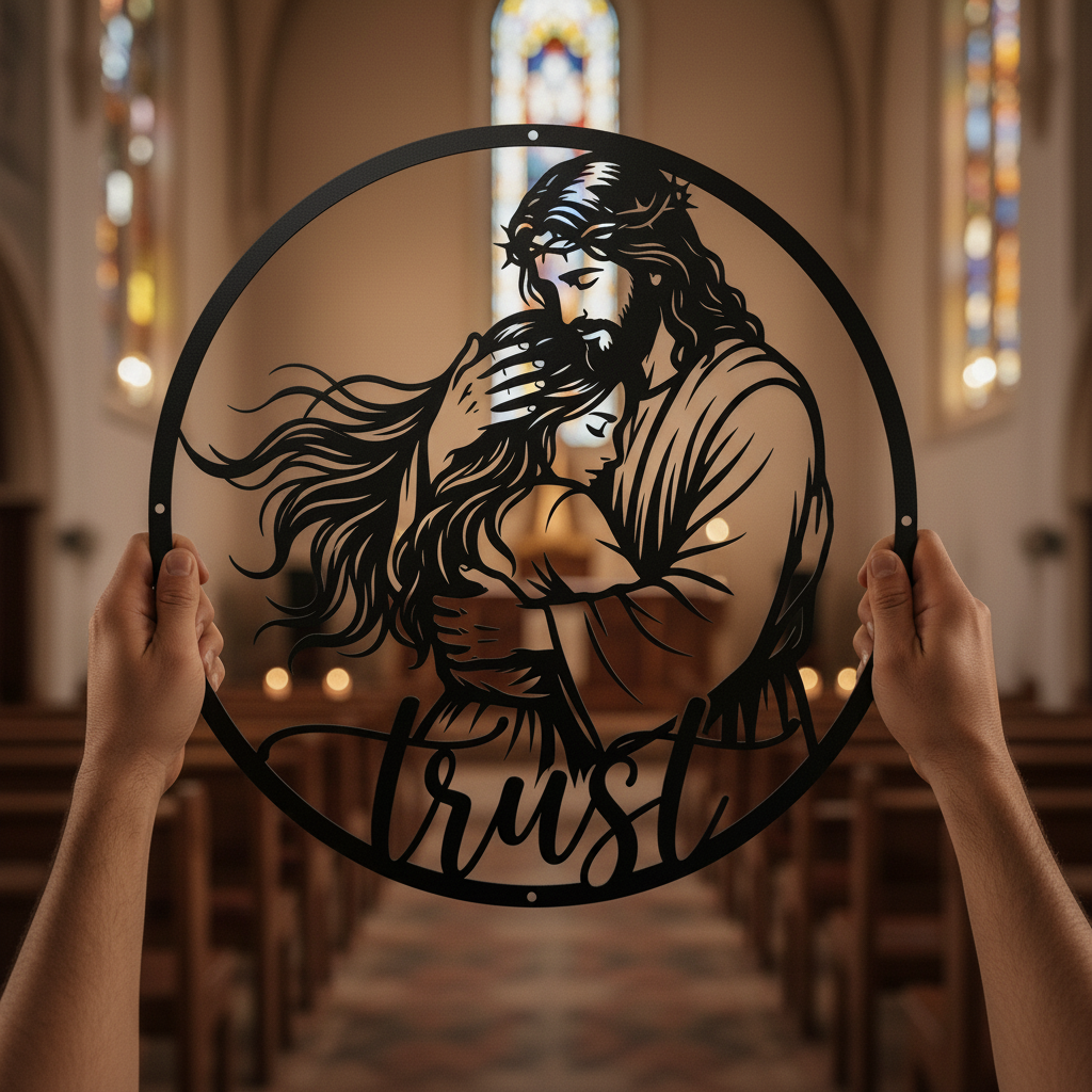 Personalisiertes rundes Jesus Metallschild – Bild 6
