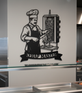 Döner Metallschild Kebap Master mit Koch und Dönerspieß aus schwarzem Stahl