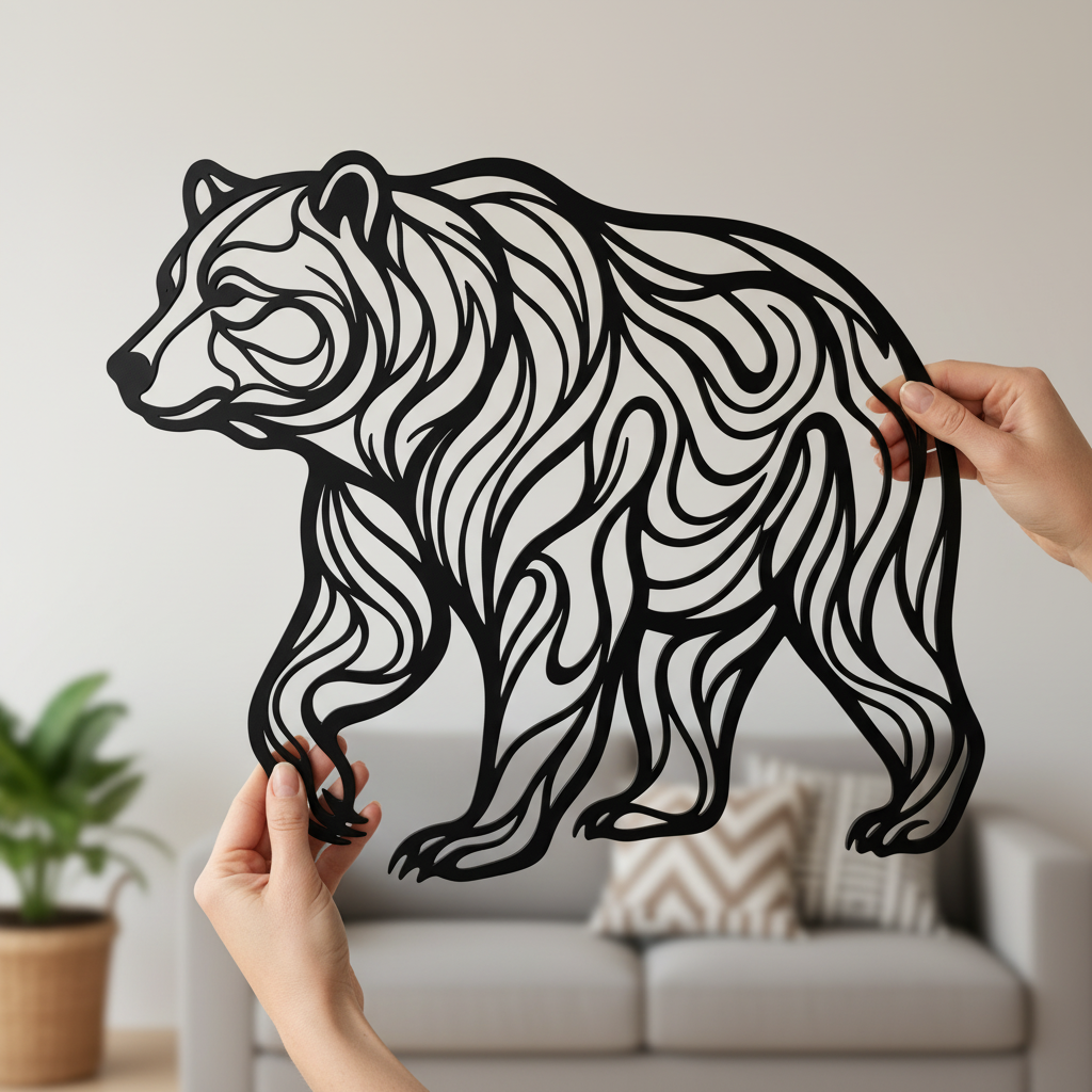Personalisiertes Grizzlybär Metallschild als Silhouette mit Namen aus schwarzem Stahl – Bild 7
