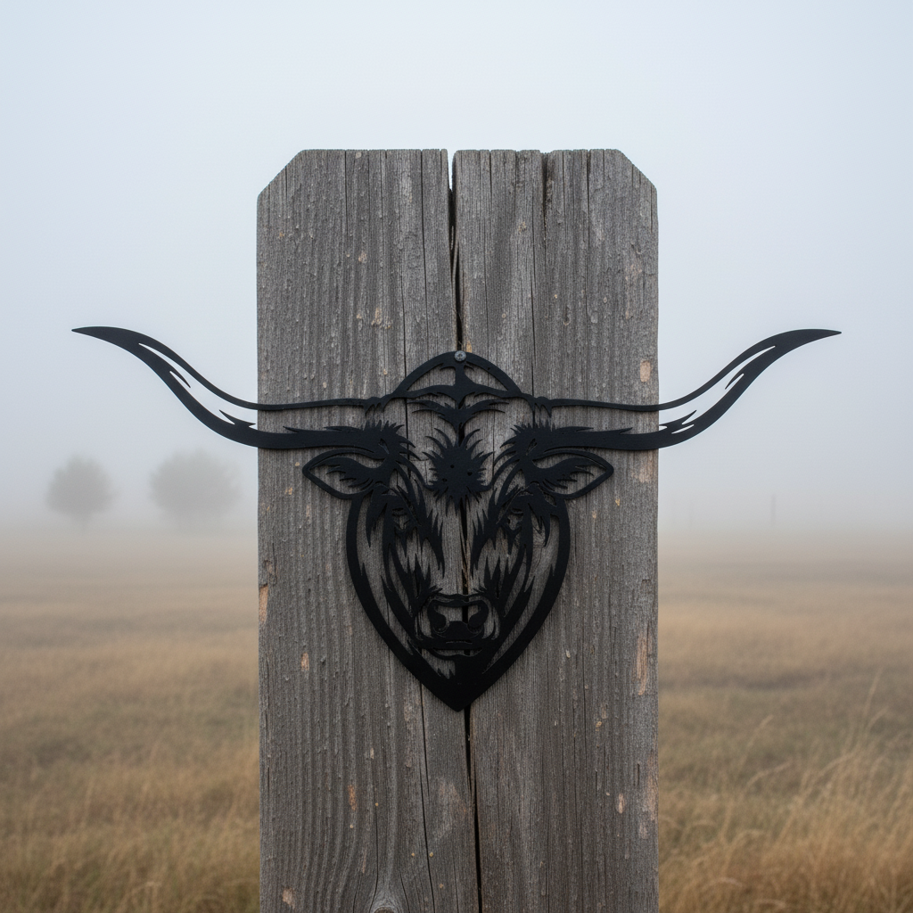 Longhorn Stierkopf Wanddeko mit ausladenden Hörnern aus schwarzem Stahl – Bild 9