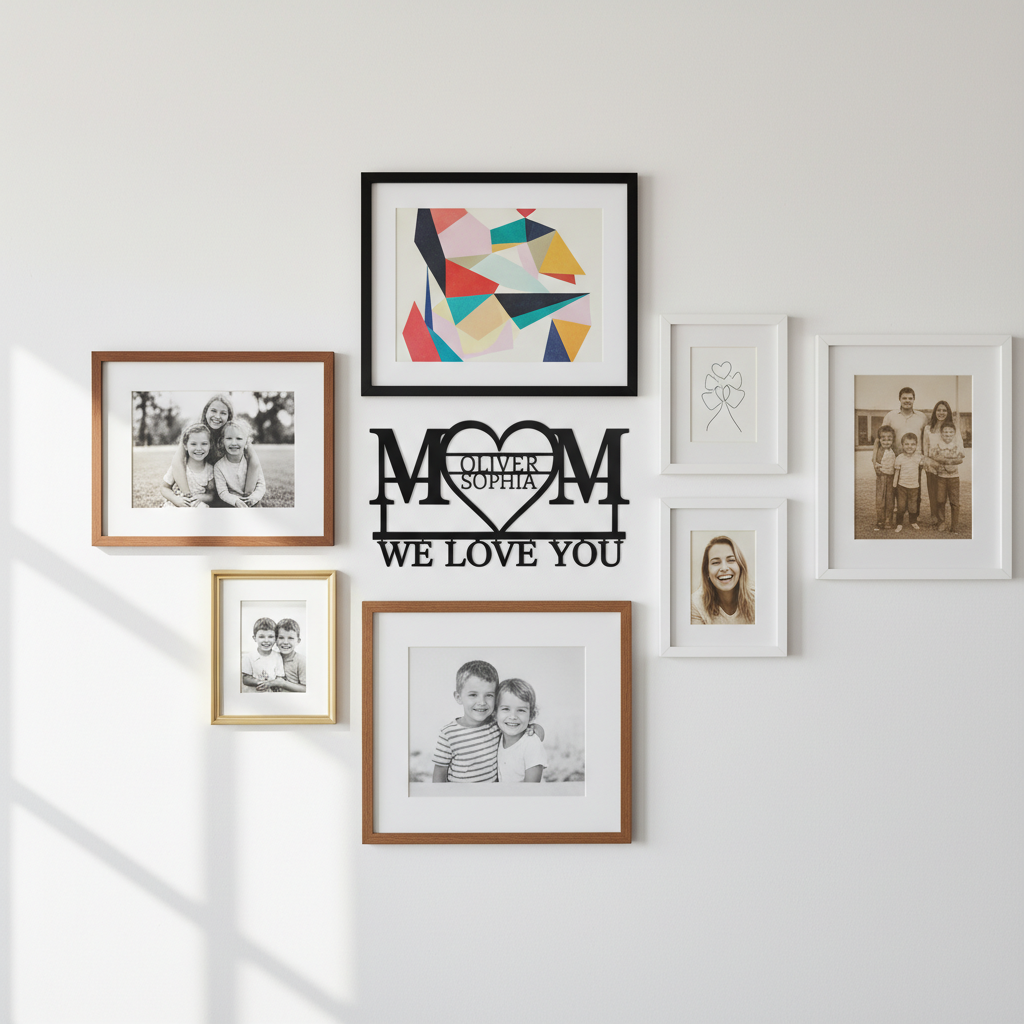 Personalisiertes Mama Metallschild in Herzform mit Namen aus schwarzem Stahl – Bild 10