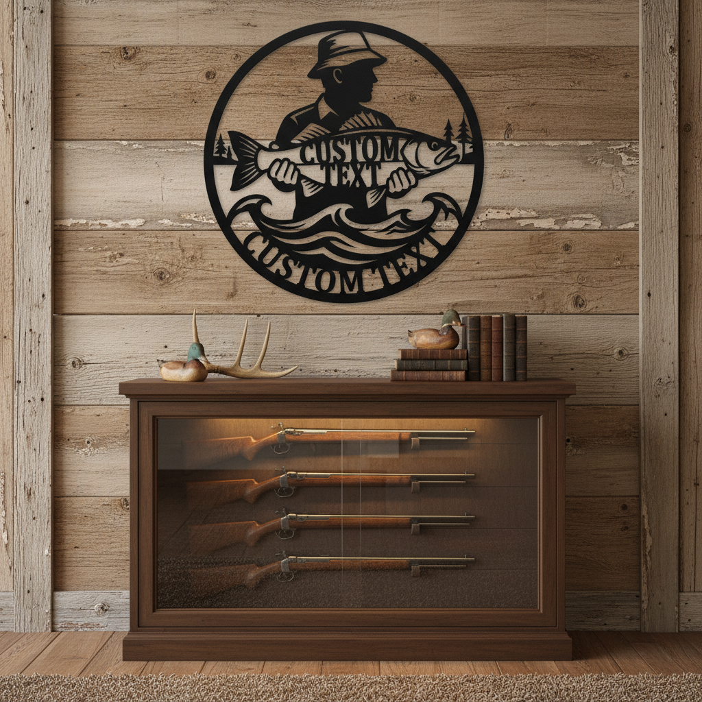 Angler Metallschild mit Namen