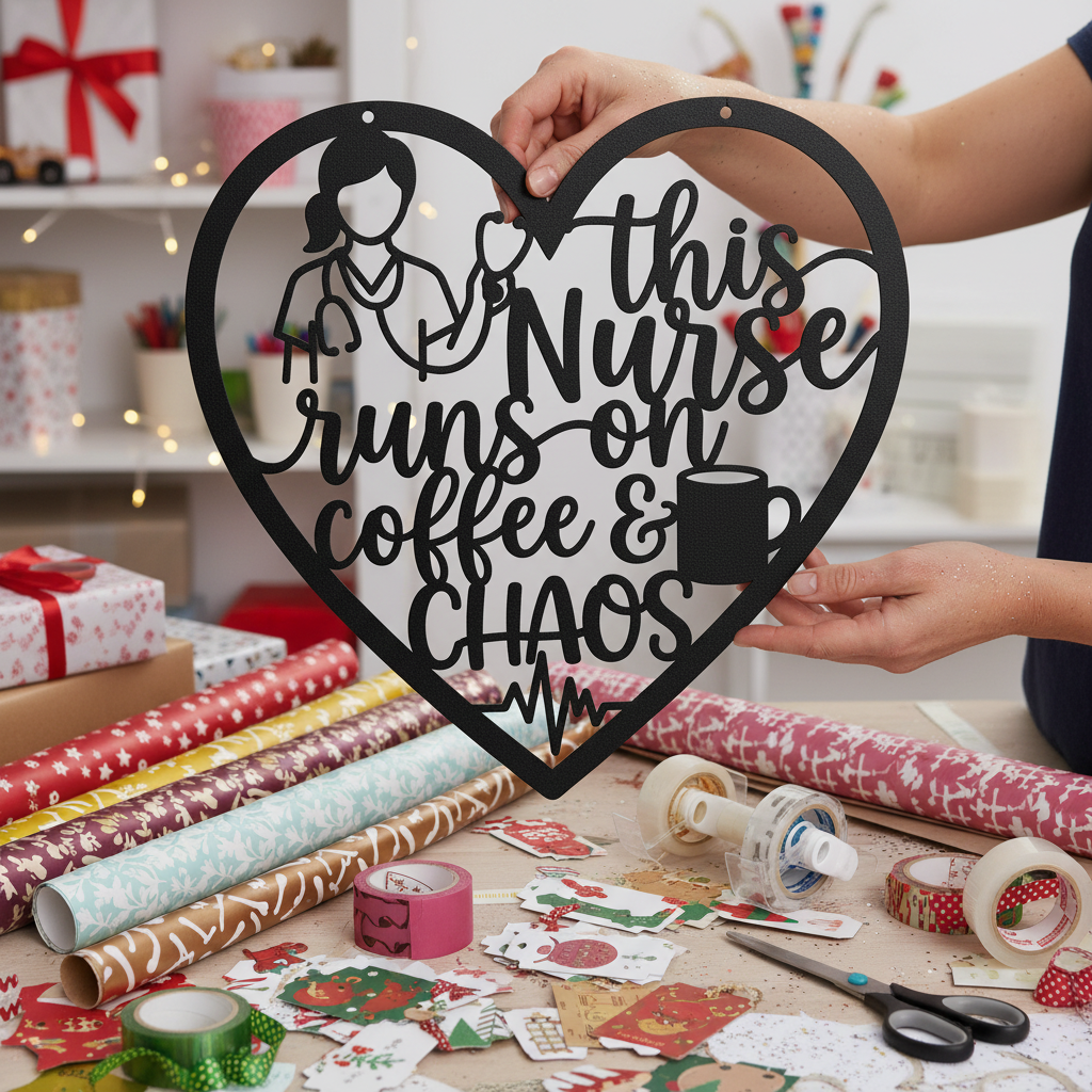 This nurse runs on coffee and chaos Herz Metallschild – Bild 7