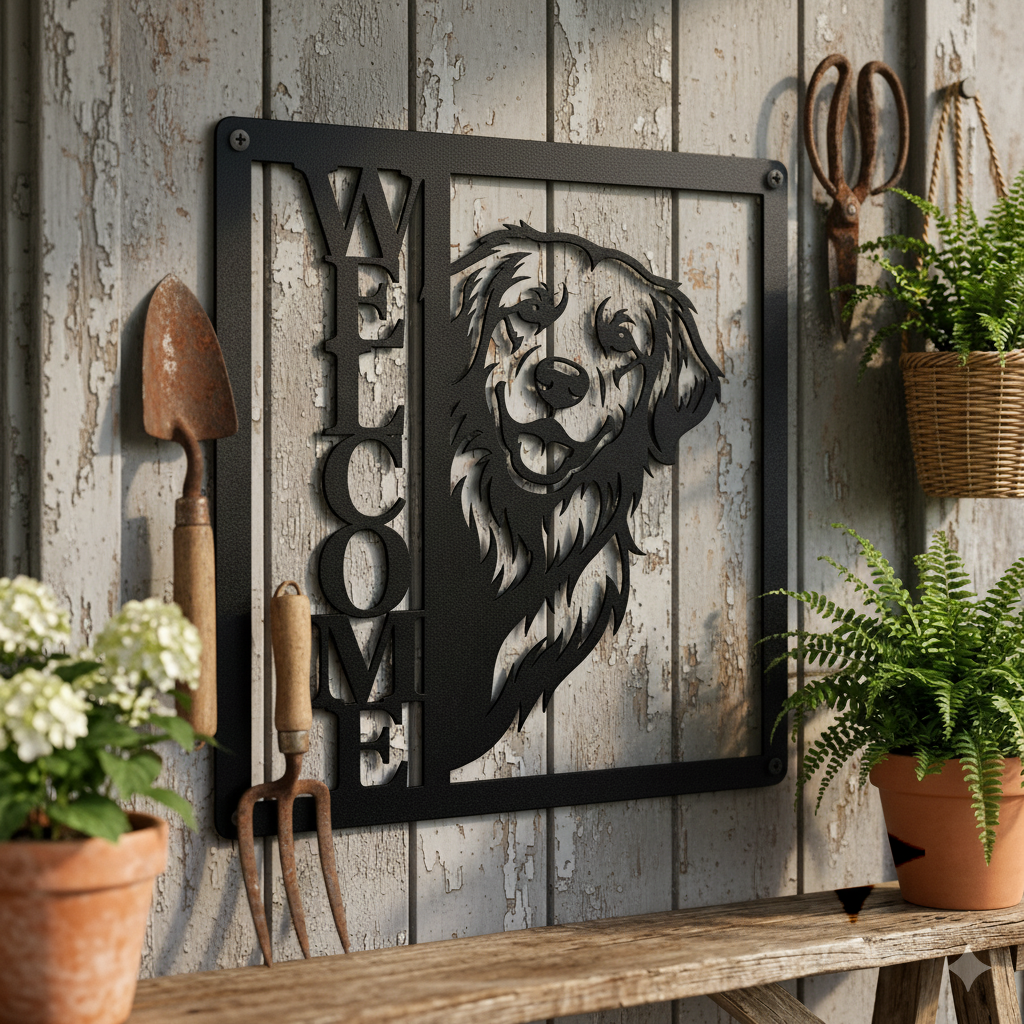 Golden Retriever Willkommen Metallschild