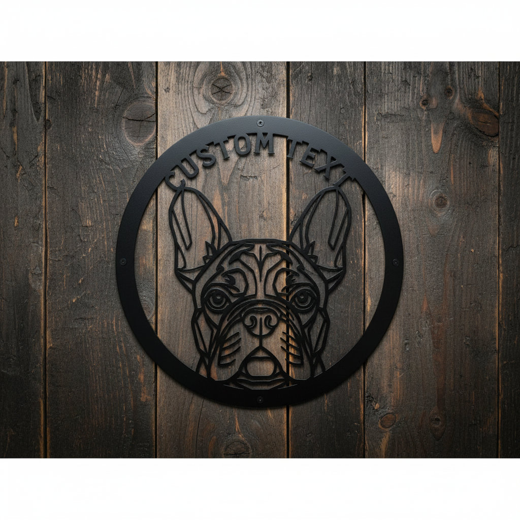 Französische Bulldogge Frenchie Love Metallschild rund – Bild 6